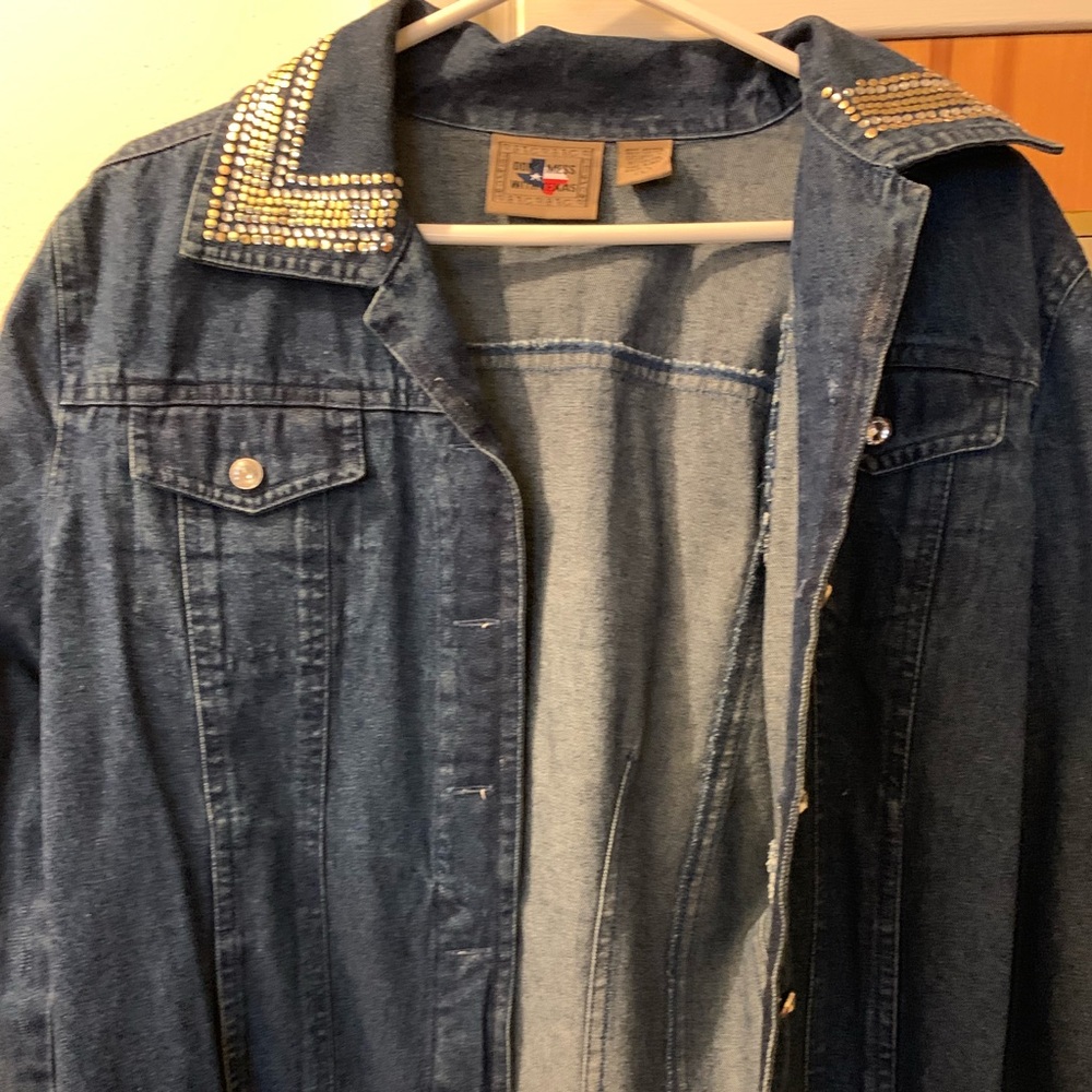 Don’t mess with TX denim bling jacket lg